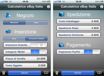 Calcolatrice eBay Italia, tutti i calcoli per le aste di eBay