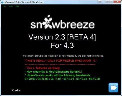 GUIDA: eseguire il Jailbreak e l’Unlock degli iPhone 4 e 3GS con Sn0wbreeze 2.3 beta 4 su Windows