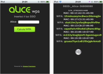 Alice WPA: l’applicazione che calcola la password di default dei router Alice