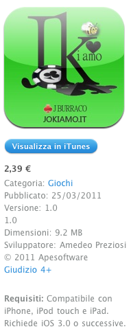 JBurraco, una delle migliori app per giocare a Burraco su iPhone ed iPod Touch