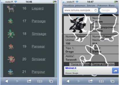 I nuovi Pokemon arrivano su iPhone ed iPod Touch grazie ad una Web App