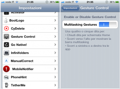 Gesture Control, un nuovo tweak per abilitare le gestures multitouch di iOS 4.3.1 su iPhone 4 [Cydia]