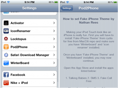 Pod2Phone, istruzioni per trasformare un iPod touch in iPhone [Cydia]