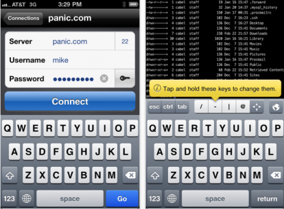 Panic porta un client SSH su iPhone