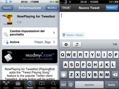 NowPlaying for Tweetbot, il tweak che vi consente di pubblicare su Twitter il “Now Playing”, è ora disponibile su Cydia