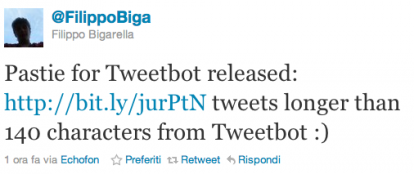 Rilasciato PastieBot, un tweak che implementa una soluzione alternativa a TwitLonger in TweetBot [Tweak]