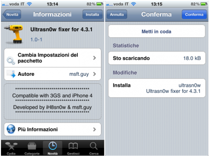Ultrasn0w: il fix per la compatibilità con iOS 4.3.1 è ora disponibile in Cydia