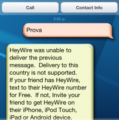 HeyWire bloccato anche con Vodafone, SMS gratuiti addio!