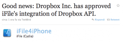 Presto Dropbox sarà integrato in iFile!