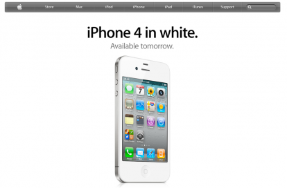 Il sito Apple si prepara al lancio dell’iPhone 4 bianco
