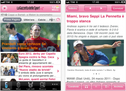 Sbarca su App Store Gazzetta Mobile, la nuova applicazione del quotidiano sportivo più letto in Italia