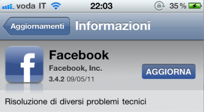 Ancora aggiornamenti per Facebook per iPhone: corretti alcuni problemi tecnici