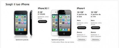 iPhone 4 bianco e nero disponibili in 24/48 ore