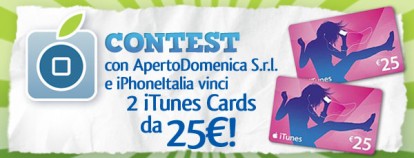 CONTEST: vinci 2 iTunes Card da 25 € con ApertoDomenica S.r.l. [VINCITORI]