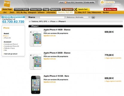 Su Fnac.it iPhone 4 bianchi disponibili in 24 ore
