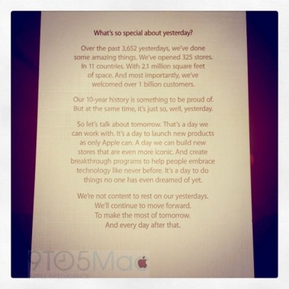 10 anni di Apple Store: ecco la lettera ricevuta dai dipendenti