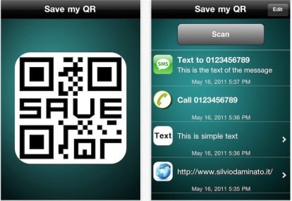 Save my QR, per decodificare i QR tramite iPhone