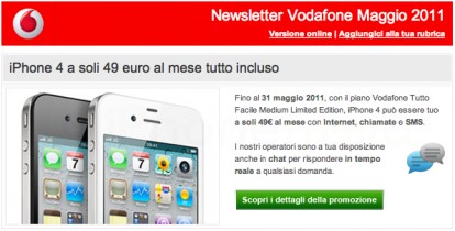 Con Vodafone Tutto Facile Medium Limited Edition l’iPhone 4 (nero o bianco) è tuo a soli 49€ al mese
