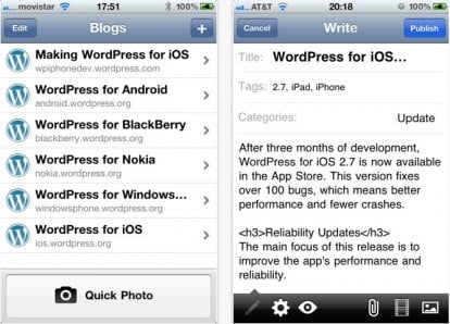 WordPress per iPhone si aggiorna introducendo la lingua italiana e l’upload delle foto