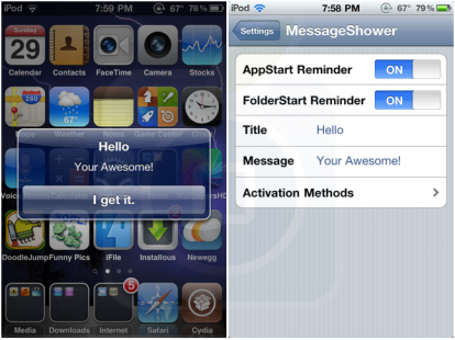 Imposta un reminder personalizzato con MessageShower [Cydia]