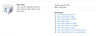 Apple rilascia la prima versione beta di iOS 5 per gli sviluppatori!
