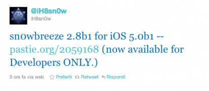 Disponibile Sn0wbreeze 2.8b1 per il jailbreak tethered di iOS 5 beta 1