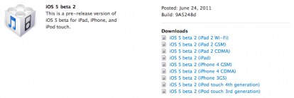 Apple rilascia iOS 5.0 beta 2 per gli sviluppatori!