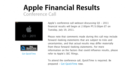 Pubblicati i risultati finanziari Apple del terzo trimestre del 2011