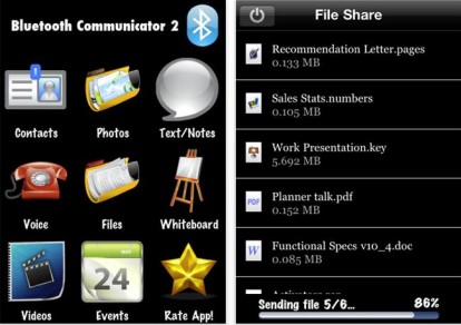 Bluetooth Communicator 2: condividi file e documenti con altri iDevice tramite Bluetooth
