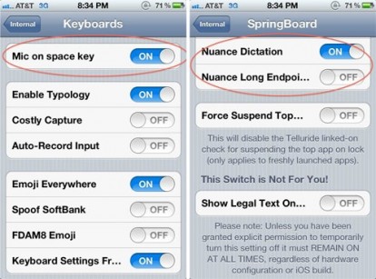 In iOS 5 tracce di riconoscimento vocale Nuance