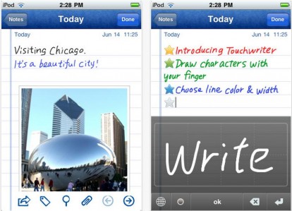 Touchwriter, applicazione iPhone per la scrittura a mano