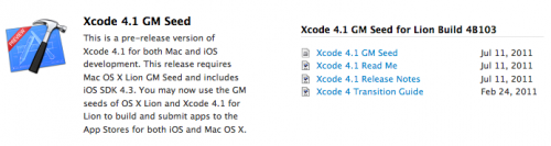 Apple rilascia la versione GM di Xcode 4.1