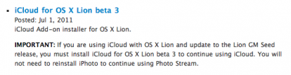 iCloud per Lion: disponibile la beta 3