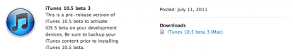 Apple rilascia iTunes 10.5 beta 3