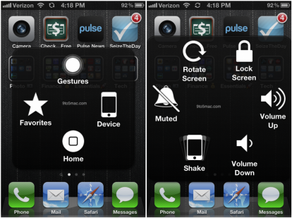 Assistive Touch: iOS 5 beta 3 introduce un nuovo pannello dedicato alle Gestures Multitouch