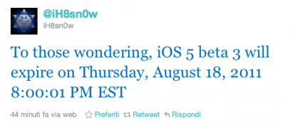 iOS 5.0 beta 3 scadrà il 18 agosto
