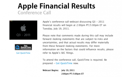 Conferenza dati fiscali Q3: Apple la trasmette in diretta audio!
