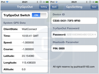 TryGpsOut, per inviare i dati GPS da iPhone ad un altro device Bluetooth [Cydia]