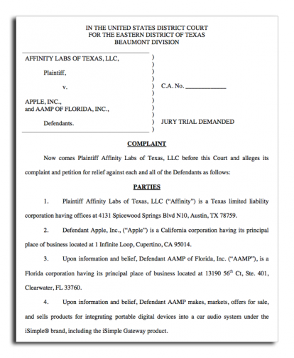 Apple citata in giudizio per… violazione di brevetti!