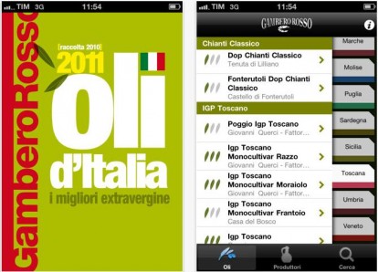 Oli d’Italia del Gambero Rosso, i migliori oli italiani elencati su iPhone