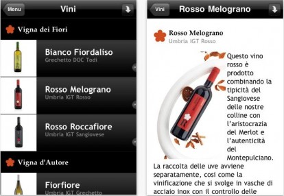 Roccafiore, la cantina dei vini su iPhone