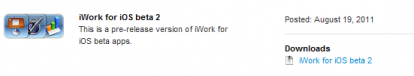 Apple rilascia iWork for iOS 5 beta 2 per gli sviluppatori
