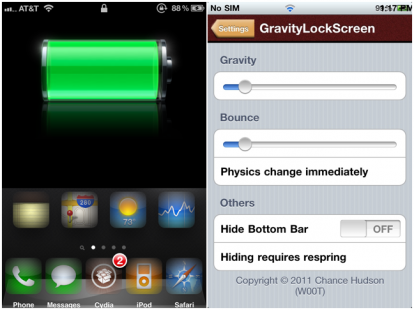 GravityLockScreen, una schermata di blocco alternativa per il vostro iPhone [Cydia]