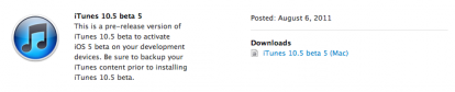 Apple rilascia iTunes 10.5 beta 5