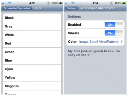 Screenshot Customizer, tweak gratuito per modificare le impostazioni degli screenshot [Cydia]
