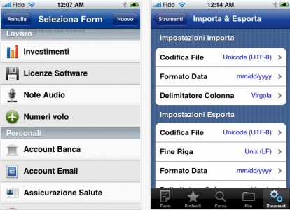 Tap Forms, un completo database per immagazzinare dati privati su iPhone ed iPod Touch