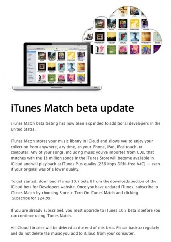 iTunes Match beta si allarga a nuovi sviluppatori