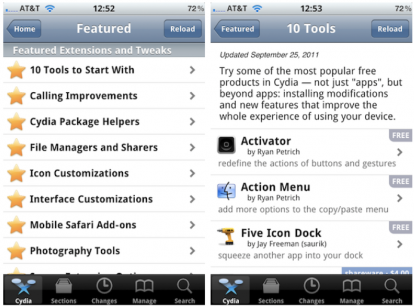 La sezione “Featured” di Cydia ottiene un restyling completo