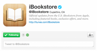 Apple ha creato un account Twitter per iBookStore