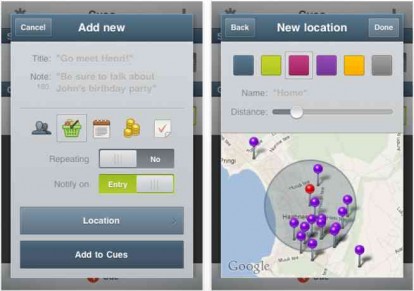 Cues, promemoria geolocalizzati su iPhone